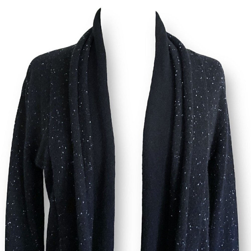 C by Bloomingdales Womens 100% Cashmere Cardigan Sz S Black Open Front Sweater - Picture 4 of 8